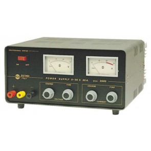 Zetagi Alimentatore Stabilizzato Regolabile 0-30V, 0-20A, Doppio Strumento.